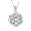 Thumbnail Image 1 of 1/8 CT. T.W. Diamond Filigree Flower Vintage-Style Locket in Sterling Silver