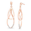 Thumbnail Image 1 of 1/10 CT. T.W. Diamond Interlocking Teardrop-Shaped Drop Earrings in 10K Rose Gold