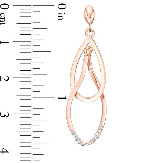 1/10 CT. T.w. Diamond Interlocking Teardrop-Shaped Drop Earrings in 10K Rose Gold