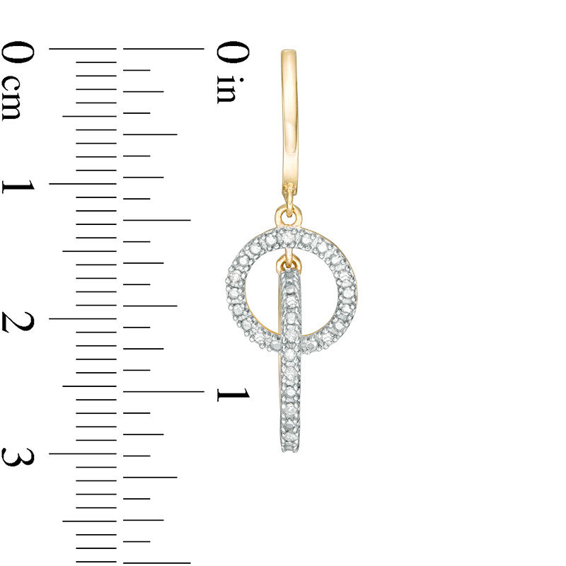Main Image 2 of 1/10 CT. T.W. Diamond Interlocking Circles Drop Earrings in 10K Gold