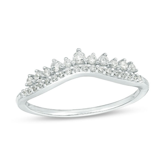 1/4 CT. T.w. Diamond Crown Contour Band in 10K White Gold
