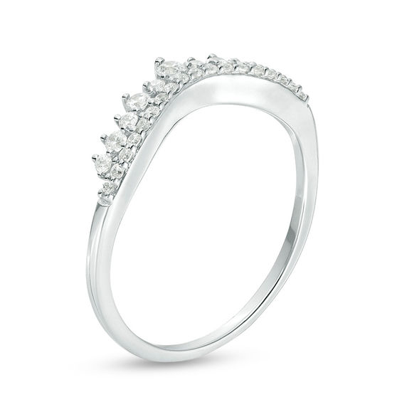 1/4 CT. T.w. Diamond Crown Contour Band in 10K White Gold