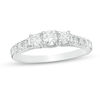 1/2 CT. T.W. Certified Diamond Three Stone Engagement Ring in 14K White Gold (I/I3)