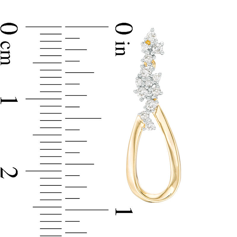 Main Image 2 of 1/4 CT. T.W. Diamond Scatter Teardrop-Shaped Drop Earrings in 10K Gold