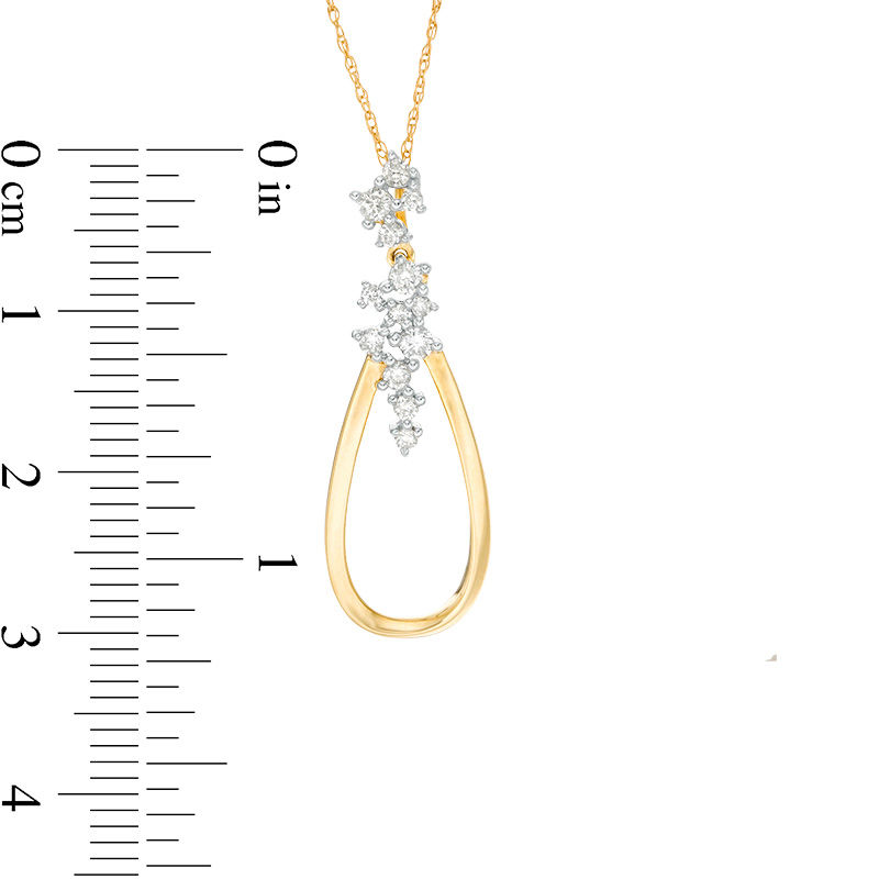 1/4 CT. T.W. Diamond Scatter Teardrop-Shaped Drop Pendant in 10K Gold