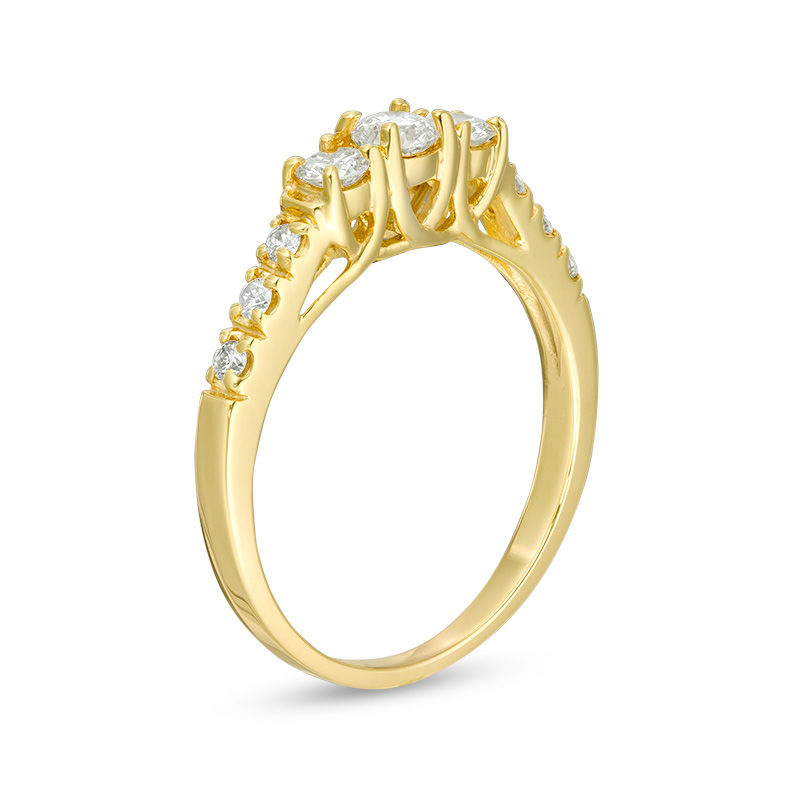 Main Image 2 of 1/2 CT. T.W. Certified Diamond Three Stone Engagement Ring in 14K Gold (I/I3)