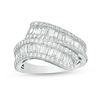 Thumbnail Image 0 of 1-1/2 CT. T.W. Baguette and Round Diamond Multi-Row Bypass Ring in 14K White Gold