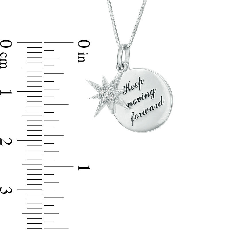 Main Image 2 of Diamond Accent Positivity Message Disc and Eight-Point Star Pendant in Sterling Silver