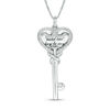 Thumbnail Image 0 of 1/8 CT. T.W. Diamond Love Message Disc and Heart-Top Key Pendant in Sterling Silver