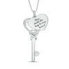 Thumbnail Image 1 of 1/8 CT. T.W. Diamond Love Message Disc and Heart-Top Key Pendant in Sterling Silver