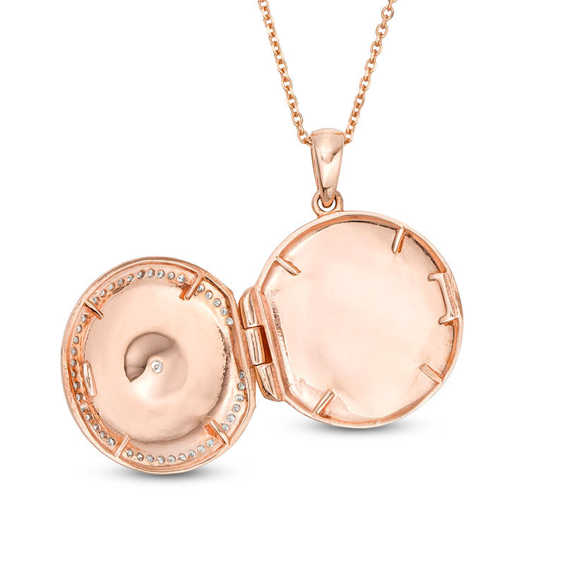 Main Image 2 of 1/6 CT. T.W. Diamond Star Locket in 10K Rose Gold