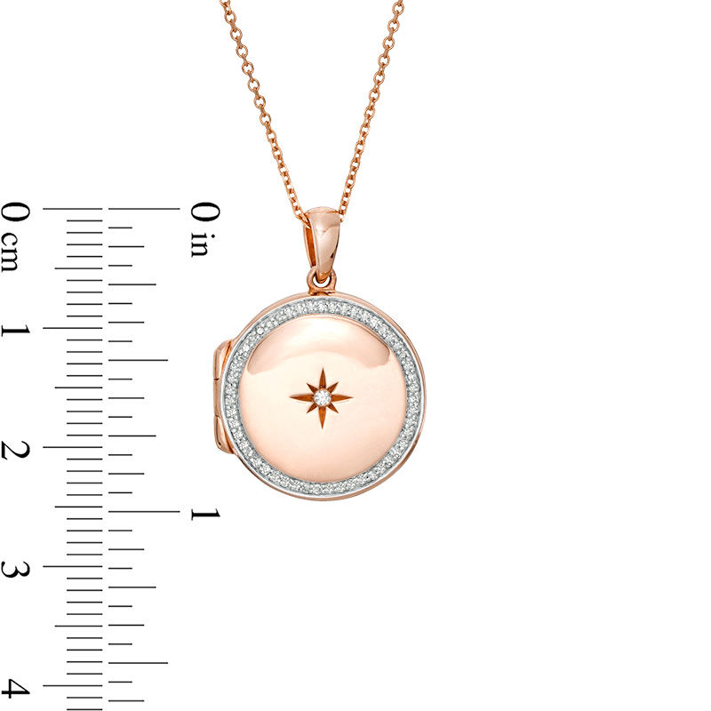 Main Image 3 of 1/6 CT. T.W. Diamond Star Locket in 10K Rose Gold