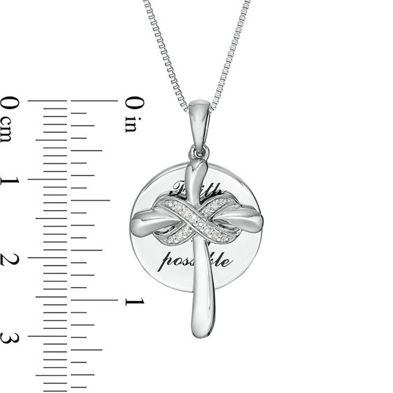 1/20 CT. T.w. Diamond Faith Message Disc and Cross with Infinity Pendant in Sterling Silver