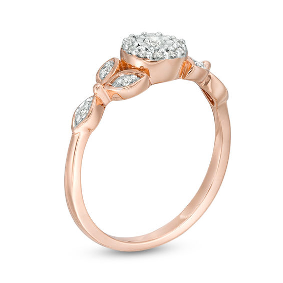 1/5 CT. T.W. Diamond Leaves Promise Ring in 10K Rose Gold 1/5 CT. T.W. Diamond Leaves Promise Ring in 10K Rose Gold