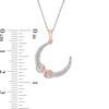 Thumbnail Image 2 of 1/5 CT. T.W. Diamond Crescent Moon and Interlocking Infinity Pendant in 10K Rose Gold with White Rhodium