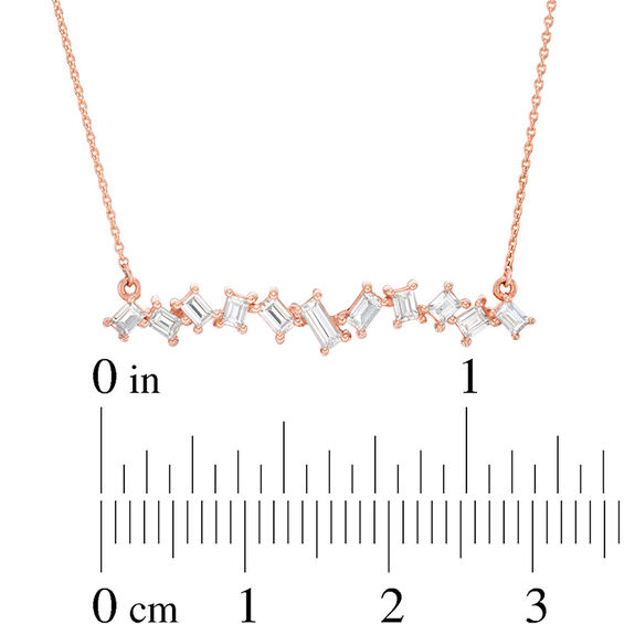 1/4 CT. T.w. Baguette Diamond Zig-Zag Bar Necklace in 10K Rose Gold - 16"