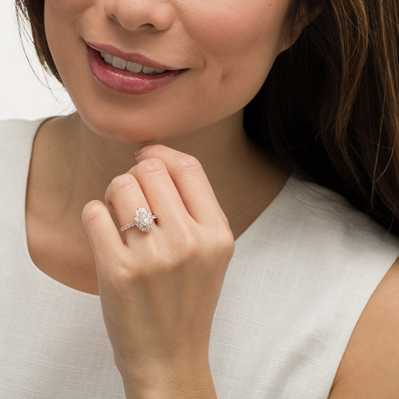 Main Image 2 of 1 CT. T.W. Marquise Diamond Double Frame Art Deco Engagement Ring in 14K Rose Gold