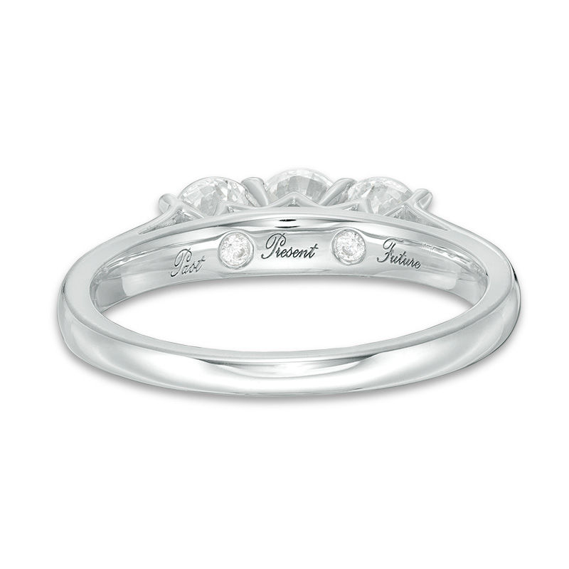 Main Image 4 of 1 CT. T.W. Diamond Past Present Future® Engagement Ring in 14K White Gold