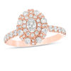 Thumbnail Image 0 of 1 CT. T.W. Oval Diamond Double Frame Art Deco Engagement Ring in 14K Rose Gold