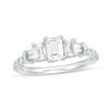1-1/5 CT. T.W. Certified Emerald-Cut Diamond Past Present Future® Collar Engagement Ring in 14K White Gold (I/SI2)