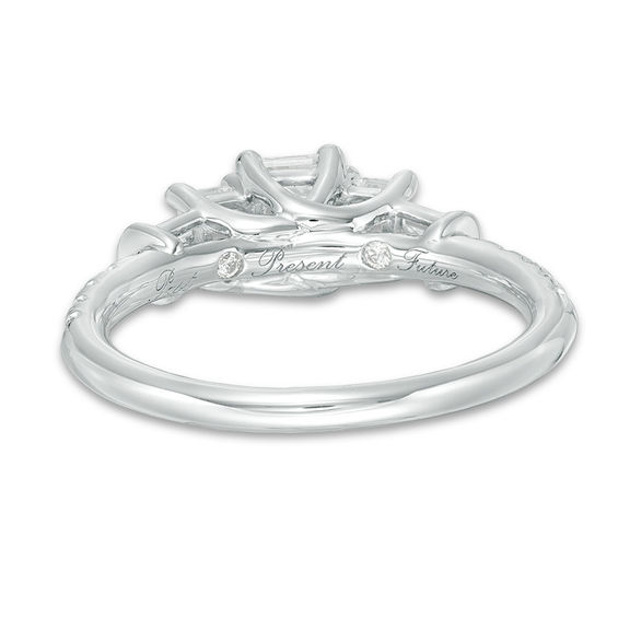 1-1/5 CT. T.w. Certified Emerald-Cut Diamond Past Present FutureÂ® Collar Engagement Ring in 14K White Gold (I/Si2)