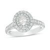 Thumbnail Image 1 of 1 CT. T.W. Oval Diamond Double Frame Engagement Ring in 14K White Gold