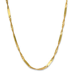 Ladies' 0.3mm Alternating Bar and Singapore Chain Necklace in 14K Gold - 20&quot;