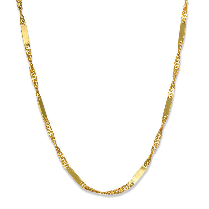 Ladies' 0.3mm Alternating Bar and Singapore Chain Necklace in 14K Gold - 20"