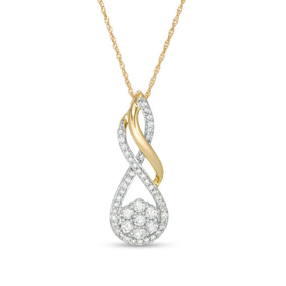 1/2 CT. T.w. Composite Diamond Flame Pendant in 10K Gold