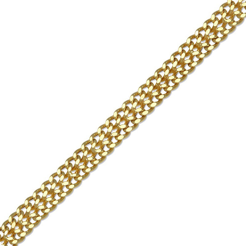 Ladies' 5.45mm Double Row Curb Chain Bracelet in Hollow 10K Gold - 7.25"