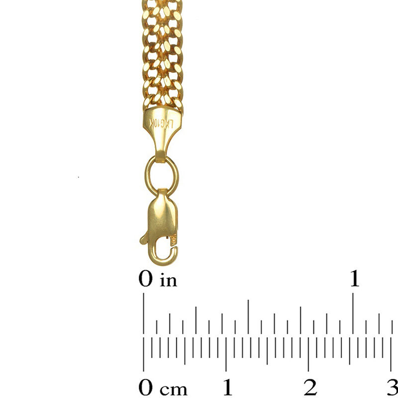 Ladies' 5.45mm Double Row Curb Chain Bracelet in Hollow 10K Gold - 7.25"