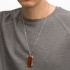 Thumbnail Image 2 of Men's Red Tiger's Eye Frame Dog Tag Pendant in Sterling Silver and Rose Rhodium - 24"