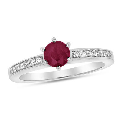 4.0mm Ruby and Polished Heart Open Wrap Ring in 10K Gold | Zales