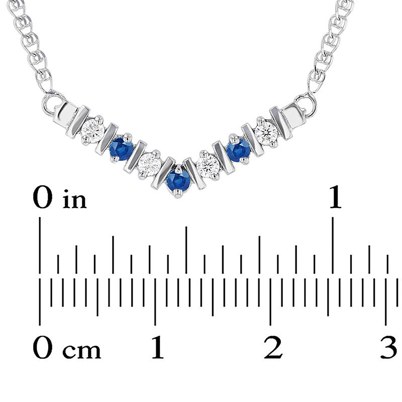 Unique Blue Sapphires and Diamond Necklace for Women 14K White Gold