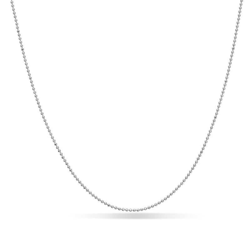 Main Image 1 of Ladies' 1.15mm Diamond-Cut Bead Chain Necklace in 14K White Gold - 16"