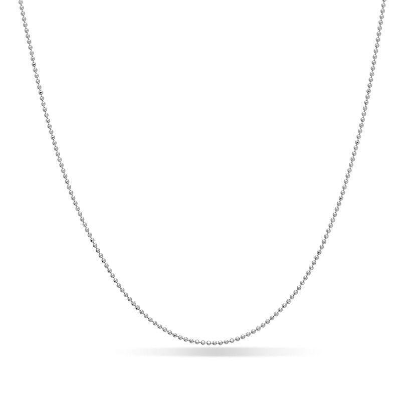 Ladies' 1.15mm Diamond-Cut Bead Chain Necklace in 14K White Gold - 20"