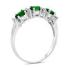 Thumbnail Image 1 of Sideways Oval Emerald and 1/10 CT. T.W. Diamond Three Stone Ring in 14K White Gold