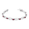 Thumbnail Image 1 of Sideways Oval Ruby and 3/8 CT. T.W. Diamond Geometric Link Bracelet in 14K White Gold