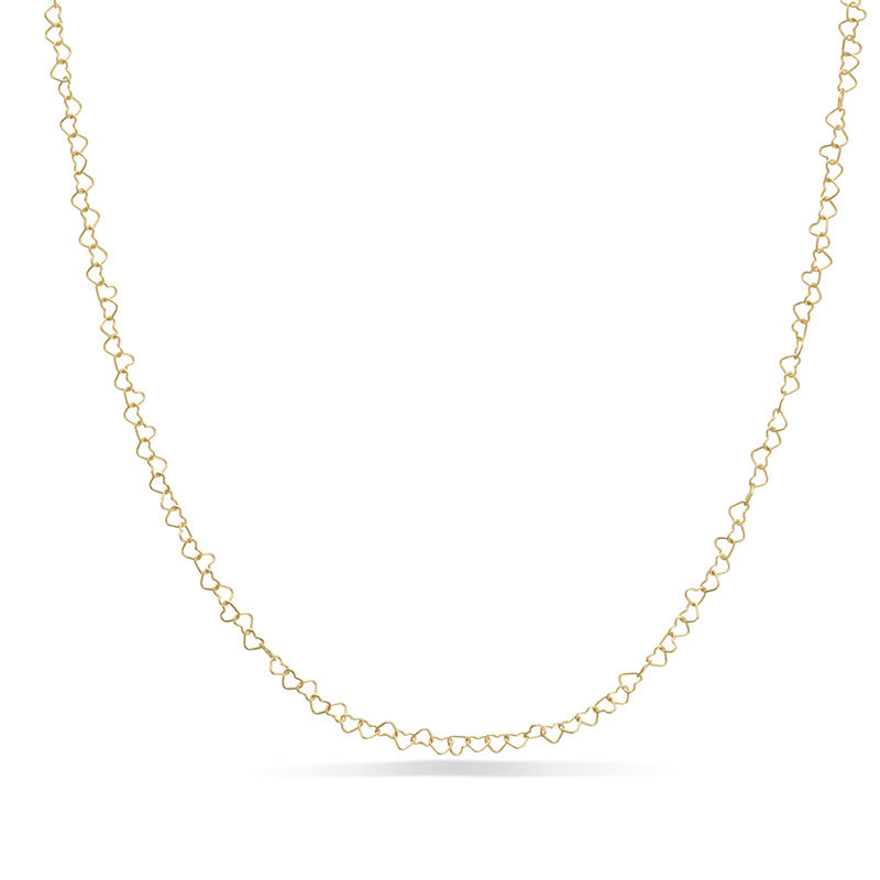 Ladies' Heart-Shaped Link Chain Necklace in 14K Gold - 18"