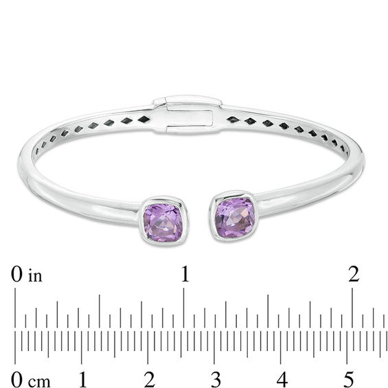 7.0mm Bezel-Set Cushion-Shaped Amethyst Cuff in Sterling Silver