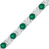 Thumbnail Image 0 of 4.0mm Lab-Created Emerald and White Sapphire Alternating Tennis Bracelet in Sterling Silver - 7.25"