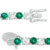 Thumbnail Image 2 of 4.0mm Lab-Created Emerald and White Sapphire Alternating Tennis Bracelet in Sterling Silver - 7.25"