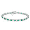 Thumbnail Image 3 of 4.0mm Lab-Created Emerald and White Sapphire Alternating Tennis Bracelet in Sterling Silver - 7.25"