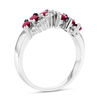 Thumbnail Image 2 of Marquise Ruby and 1/4 CT. T.W. Diamond Slant Ring in 14K White Gold