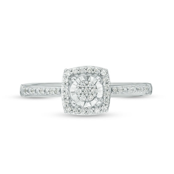 1/8 CT. T.w. Composite Diamond Cushion Frame Promise Ring in Sterling Silver