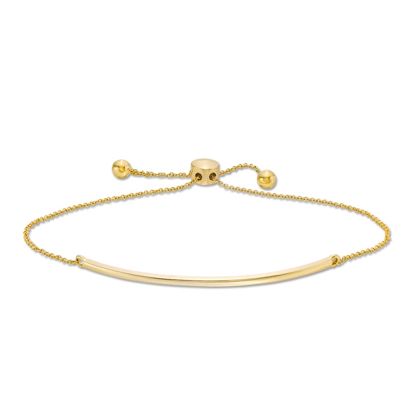 Main Image 1 of Curved Bar Bolo Bracelet in 10K Gold - 9.5"