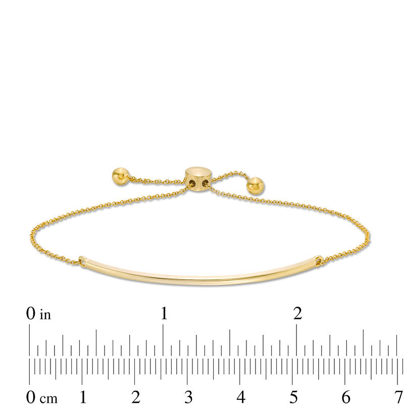 Curved Bar Bolo Bracelet in 10K Gold - 9.5"