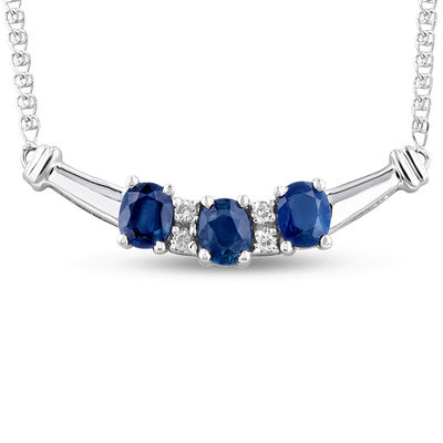 Oval Blue Sapphire and 1/15 CT. T.W 