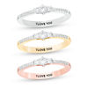 Thumbnail Image 1 of Engravable 1/8 CT. T.W. Diamond Three Stone Promise Ring in 10K White, Yellow or Rose Gold (1 Line)