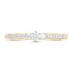 Thumbnail Image 3 of Engravable 1/8 CT. T.W. Diamond Three Stone Promise Ring in 10K White, Yellow or Rose Gold (1 Line)